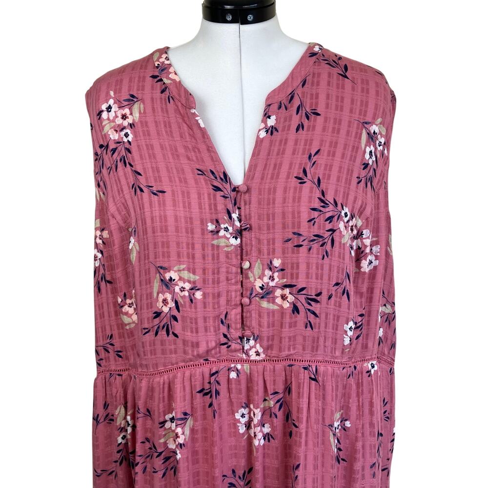 J. Jill Sz 3X NWT Dusty Rose Tiered Floral Sleeveless Rayon Maxi Dress - Picture 8 of 16